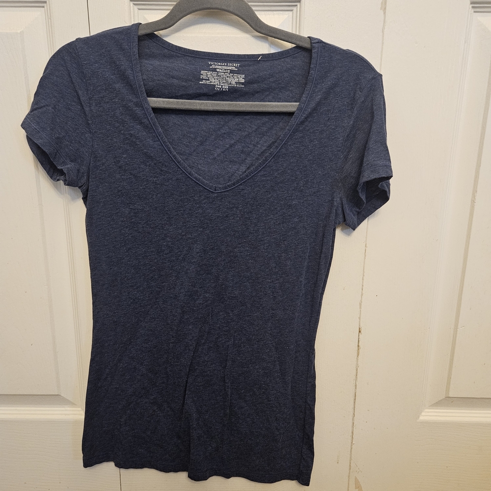 Victoria's Secret Navy Blue V-Neck Short Sleeve Tee